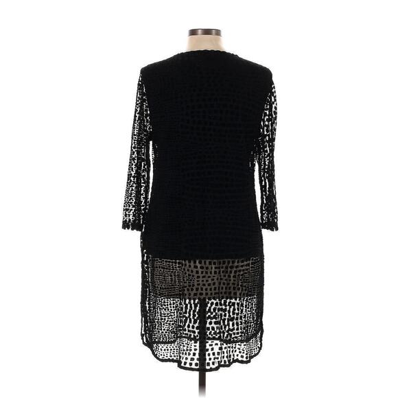 Alfani Geometric Black Tunic Top Semi Sheer Sleeve & Hem Size M - Picture 4 of 10